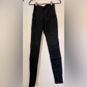 H&M Mama Black Maternity Moto Skinny Jeans